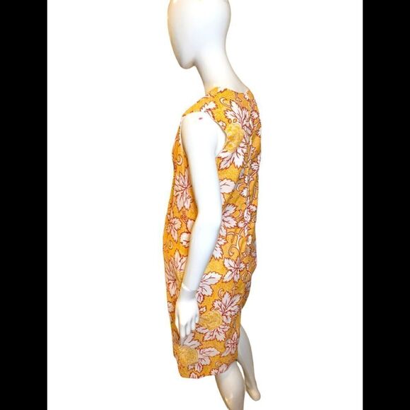Vintage 70s Floral V Neckline Shift Dress Yellow Medium Women, Vintage Clothes - Picture 7 of 9